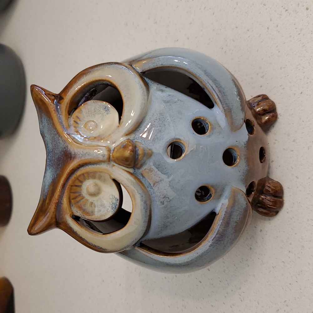 Pier 1 Owl Tea Light Ceramic Pottery Candle Holder